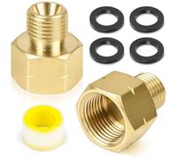 FLEXNOVA 2 adaptadores de gas, latón para bombonas de gas, adaptador de manguera de gas de 3/8 a 1/4 con cinta de sellado de rosca y anillo de sellado, adaptador de gas IG 3/8" x AG 1/4" izquierda