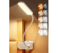 Flexo Escritorio,5 Colores+9 Brillos Lampara Escritorio LED Lampara Pinza | 4000mAh Lamparas Sin Cables,450 lm Flexo LED Escritorio,Lampara Recargable Portatil,Luz Lectura Libros Cama/Mesita Noche/Mesa