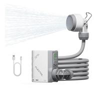 FLEXTAILGEAR Tiny Shower - Ducha portátil de camping con bomba, manguera de 2,2 m, carga USB-C y dos modos de flujo de ahorro de agua, para jardín, viajes, playa y mascotas