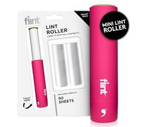 Flint Mini rodillo retráctil clásico rosa con 90 hojas adhesivas adicionales, rodillo de pelusa pequeño y portátil, rodillo ideal para quitar pelusas de mascotas, rodillo de pelusa de viaje y rodillo