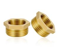 Flintronic 2 Piezas Acoplamiento Reductor Laton, 1" a 3/4" BSP Rosca Latón Buje Hexagonal Conector Reductor, Rosca Macho a Boquilla de Rosca Hembra, Accesorio de Rosca para Tuberías de Agua