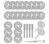Flintronic 24 PCS 22 mm Hoja de Corte, con 4 Mandriles SC, 1 Destornillador | Polvo Diamante y Material Acero Carbono, Fácil de Usar, Uso En Seco y en Húmedo, para Dremel, para Madera Piedra Metal