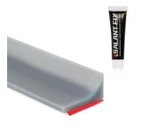 flintronic 3 M gris Barrera de Ducha Y Sistema de Retención, Embellecedor Copete Encimera Cocina, Umbralducha Plegable, Umbral Plegable de Silicona para Platos de Ducha Con 20g de pegamento