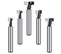 Flintronic 5 PCS Fresa Madera Broca, 6.35mm Fresadora Ranura en T, 6.35mm 7.93mm 9.52mm 12.7mm 14.3mm Bit Carpintería Router Conjunto de fresado para Esquinas y Ranuras, para Fresadora para Madera