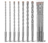 Flintronic 7 Piezas Brocas SDS Plus, 6/6/8/8/10/12/14 x 210 mm Brocas SDS Plus Hormigon, con 4 Cortes de Metal Duro y Doble Hélice, para Taladrar en Hormigón, Ladrillos, Cemento, Mampostería