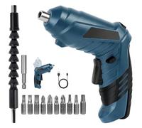 Flintronic Atornillador Eléctrico 3.5N.m, Recargable Destornillador y Carga USB Cable, 1300 MAh 3.6 V+10Taladros+1palanca de conversión+manguera, 2Direcciones de Rotación y Lámpara LED, para Artesano