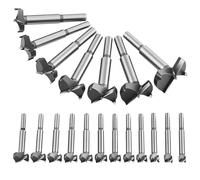 Flintronic Brocas Forstner, 19PCS (10mm ~ 40mm) Brocas Set de Acero al Tungsteno Titanium Recubierto, Fresadora Herramienta para Perforadora, Corte Agujero en Carpintería para Madera