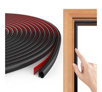 Flintronic Burlete Puerta Tiras Sellado Ventana, 49Ft/15M Goma Burlete Para Marcos de Puertas Insonorizados, Autoadhesivo Pvc Junta Cinta Insonorizar, Aislante Termico Frio/Calor, Tipo D(Negro)