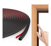 Flintronic Burlete Puerta Tiras Sellado Ventana, 6.5M Goma Burlete Para Marcos de Puertas Insonorizados, Autoadhesivo Pvc Junta Cinta Insonorizar, Aislante Termico Frio/Calor, Doble Capa D (Negro)