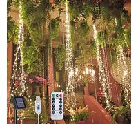Flintronic Cascada de Luces Solares - 10 Hebras 200 LEDs, 8 Modos, USB y Energía Solar - Luces de Hadas Colgantes Con Control Remoto Para Interior y Exterior