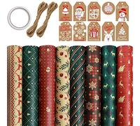 Flisdtry 8 hojas, papel de regalo para fiesta de cumpleaños de Navidad,