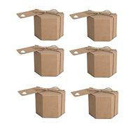 Flisdtry Caja de papel kraft, caja de hexagonal de cartón con cordel y etiqueta, suministros de fiesta de boda