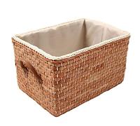 Flisdtry Cesta de almacenamiento japonesa para el hogar, cajas de almacenamiento, cáscara de maíz, cesta tejida de café