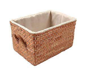 Flisdtry Cesta de almacenamiento japonesa para el hogar, cajas de almacenamiento, cáscara de maíz, cesta tejida de café