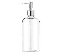 Flisdtry Dispensador de jabón de vidrio transparente con bomba, 16 dispensadores de líquidos recargables para baño y cocina