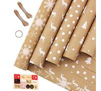 Flisdtry Hojas de papel de regalo, para Navidad, cumpleaños, fiesta, papel de regalo, 5 papeles,