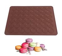 Flliberté Moldes Silicona Macarons, Tapete de Silicona para Hornear Macarons Tapete para Realizar 48 Macarons, 39 * 28cm (Marrón)