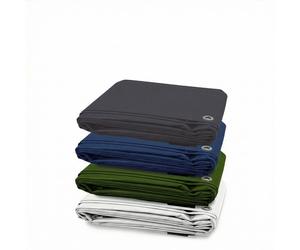 Floordirekt: Lona de protección impermeable, 140 g/m², con ojales, resistente al desgarro. Lona para proteger muebles de jardín, madera, para camping y obras, color blanco, 8 x 14 metros