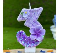 Flor púrpura 0-9 número pastel vela recuerdos de cumpleaños decoración velas niña niño número decoraciones de boda velas 7
