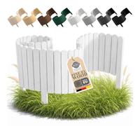 Floranica Borde Decorativo Madera Blanco 100 cm, Altura 20 cm - Borde | Marca una arista visible que separa el arriate del césped. Montada, 3 puntas - blanco para arriate claro