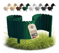 Floranica Borde Decorativo Madera Verde Abeto 200 cm, Altura 20 cm - Borde | Marca una arista visible que separa el arriate del césped. Montada, 5 puntas - verde abeto se pierde en el césped