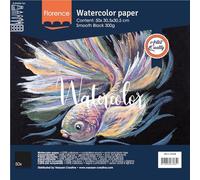 Florence - Papel de acuarela liso - Bloc de dibujo para acuarelas de 30,5 x 30,5 cm - Negro - Bloc de pintura para acuarelas - Suministros para artistas y scrabooking - 300 g/m²