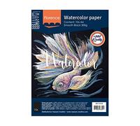 Florence Papel para Acuarela Liso - Papel Aquarelle para Pintura al Agua A4 - Negro - Bloc de Dibujo y Cuaderno para Dibujar, Papel Artístico y para Acuarela - 300 gsm