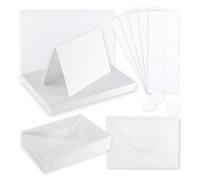 Florence Tarjetas Postales 50x y Sobres 50x Blanco - Manualidades en Papel - Tarjetas y Sobres Lisos para tus Materiales de Tarjetería y Accesorios de Álbum de Recortes - Plegados