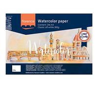 Florence Vaessen Creative Encolado, Papel de Acuarela A4, Blanquecino, 300 gsm, Calidad de Artista, Superficie Texturizada, Bloc de Dibujo, 24 Hojas para Pintar, Handlettering y Proyectos de Arte