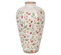 Florero Clayre & Eef, diámetro 24 cm, altura 40 cm, color beige, material: cerámica, diseño: fresas
