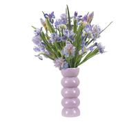 Florero de Burbujas, Florero de Cerámica Blanca, Florero Alto, Florero Cilíndrico Redondo Moderno, Florero Ondulado de Flores Secas, Floreros Decorativos Multicolores para Sala de Estar,(Púrpura-L)