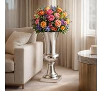 Florero de cerámica de 60 cm, maceta para plantas, decoración, decoración para bodas, maceta decorativa, ánfora, recipiente para plantas, maceta, cerámica, plateado, florero tipo ánfora, florero tipo 