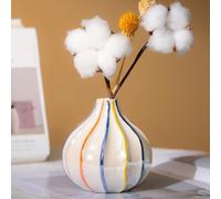 Florero de cerámica, hecho a mano. Florero moderno con diseño de arcoíris. Jarrones bohemios para flores. Jarrones decorativos para sala de estar. Decoración estética. Diseño único. Jarra decorativa