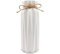 Florero de cerámica Ibenzoa® blanco, 21,5 cm (7,2 x 8,0 x 21,5 cm), con cordón de yute. Florero decorativo, diámetro de la abertura: 6,0 cm, diámetro de la base: 8,0 cm