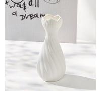 Florero de cerámica Ibenzoa® blanco, hecho a mano – Alto ≈18 cm x Ancho ≈6 cm, disponible en varios estilos, decoración moderna para mesa, ideal para el hogar y la oficina, base antideslizante y estab
