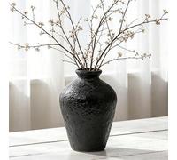 Florero de cerámica rústica de estilo campestre, grande, de 19 cm, florero de terracota moderno de aspecto antiguo, florero decorativo, ideal para el hogar, interiores y cocina, para decoración, para 