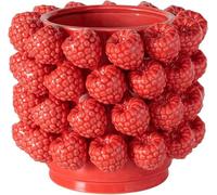 Florero Rubina Himbeer, color rojo, cerámica, acabado brillante, forma redonda, 22,5 x 19,5 cm, decorativo, para uso en interiores