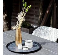 Florero Unyqoos® de cerámica/gres, color dorado mate, diseño texturizado, jarra decorativa de 25 x 10 x 10 cm