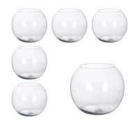 Floreros Bola de Cristal. Pack 6 Peceras de Cristal Pequeñas, Centro de Mesa para Restaurantes, Bares, Cafeterías, Comercios, Hoteles, Eventos. Bola Jarrón Cristal Transparente, para Ramos de Flores,
