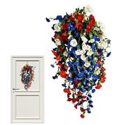 Flores artificiales para decoración navideña del 4 de julio | Flores falsas de aniversarios para exteriores, interiores, jardín, patio, porche, ventana, pared, vacaciones, 4 de julio