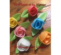 Flores de Oblea Papel de Arroz - Decoraciones Repostería -10 Unidades Surtidas de Colores