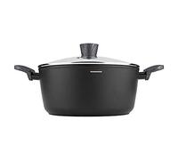 Florina Bono Cazuela Alta 28cm Inducción, 6,1L, Aluminio, fondo FULL INDUCTION, Tapa de Cristal, Antiadherente Mármol sin PFOA, Apta todas Cocinas, Vitrocerámica, Eléctrica, Halógena, Gas