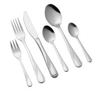FLORINA Juego de Cubiertos de Acero Inoxidable I 36 Piezas para 6 Personas I Cubertería MOZART I Set de Cubiertos - Tenedor, Cuchillo, Cuchara de Té y Café, Tenedor de Pastel I Apto para Lavavajillas