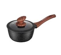 FLORINA MASTER BLACK Cacerola de aluminio 16 cm 1L | Revestimiento antiadherente | Para todo tipo de placas, incluida inducción | Tapa con borde de silicona