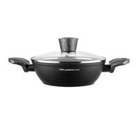FLORINA olla de aluminio (1,6 l) | 20 cm de diámetro | Olla con tapa de cristal - antiadherente | Olla de inducción - ovalada | Ideal para cocina de inducción, cocina de gas y cocina eléctrica (Negro)