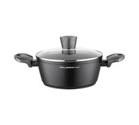 FLORINA olla de aluminio (2,5 l) | 20 cm de diámetro | Olla con tapa de cristal - antiadherente | Olla de inducción - ovalada | Ideal para cocina de inducción, cocina de gas y cocina eléctrica (Negro)