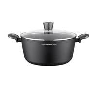 FLORINA olla de aluminio (6,1 l) | 28 cm de diámetro | Olla con tapa de cristal - antiadherente | Olla de inducción - ovalada | Ideal para cocina de inducción, cocina de gas y cocina eléctrica (Negro)