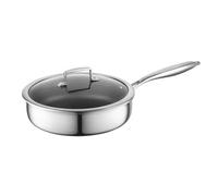 Florina Sartén ARISTO Plus de acero inoxidable | 26 cm - 3,5 L | Construcción de 3 capas | Revestimiento antiadherente tipo panal | Apta para horno | Mango ergonómico | Acabado espejo