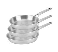 Florina Set Sartenes de acero inoxidable LUCIDA | 20 CM, 24 CM, 28 CM | 3 piezas | 3 capas | Núcleo de aluminio | Apto para horno | Mango ergonómico | Acabado espejo | Todas las cocinas