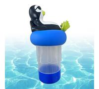 Flotador de cloro para piscina, liberación ajustable, soporte para pingüino | Soporte para pastillas de cloro para spa, estanque, jardín, terraza, fiesta de verano, público
